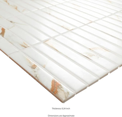 MSI Calacatta Gold Stack Pattern 12 in. x 12 in. Matte Porcelain Mosaic Tile – Floor & Wall Use for Bathrooms, Backsplashes, Showers, and Accent Walls