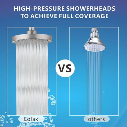 High Pressure Rain Shower Head, High Flow Pressure Boosting Adjustable Rainfall Showerhead, Awesome Shower Experience Even At Low Water Flow, Brushed Nickel