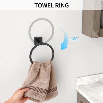 KLJKPA Black Bathroom Accessories Set, 24 inch Towel Racks for Bathroom | Stainless Steel Bathroom Hardware Set, Wall Mounted, 4-Piece