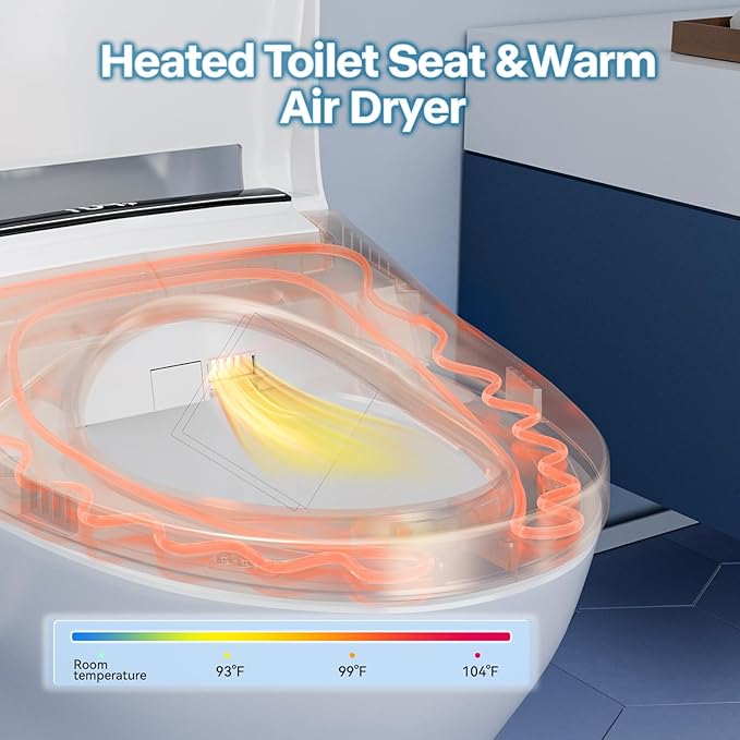 Bidet Toilet Seat with Voice Control, Bubble Shield, Toilet Seat Elongated with Warm Water & Dryer, Sensor Auto Open/Close, LED Temp Display, Smart Toilet for Bathroom