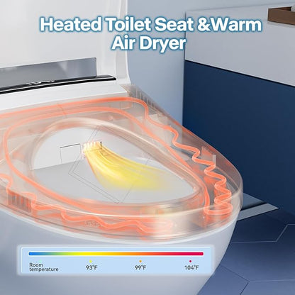 Bidet Toilet Seat with Voice Control, Bubble Shield, Toilet Seat Elongated with Warm Water & Dryer, Sensor Auto Open/Close, LED Temp Display, Smart Toilet for Bathroom