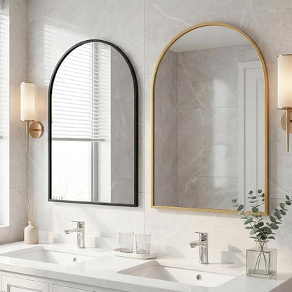 OLIXIS 26x38 Inch Arched Black Bathroom Mirrors for Over Sink, Wall Mirror | Wall Mirror, Arch Bathroom Vanity Mirror with Matte Metal Frame and Tempered Glass for Home Decor, Living Room, Shatterproof