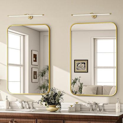 20x28 Inch Gold Bathroom Vanity Mirror for Over Sink | Rectangle Wall Mirror for Bathroom with Round Corner, Hangs Horizontally Vertically for Living Room, Bedroom as Home Decor