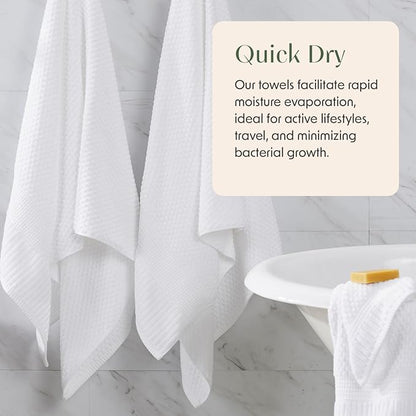 4 Pack 100% Cotton Bath Towels | White Towels | Oeko‑TEX Standard 100 | Soft & Absorbent, Quick‑Dry | Trinity Collection - Bright White