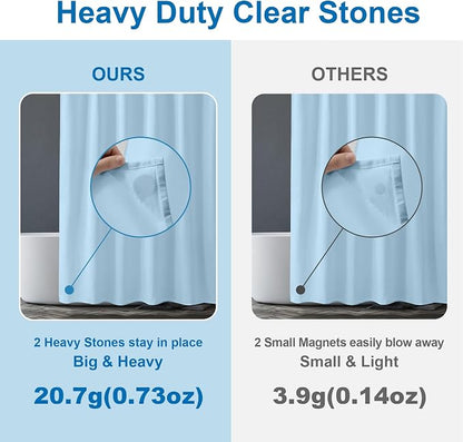 Amazer Baby Blue Shower Liner Cloth Waterproof, Soft Baby Blue Shower Curtain Liner Fabric with Weighted Stones, Washable Shower Curtain and Liner 2-in-1, 12 Grommet Holes, 72 x 72 Inches