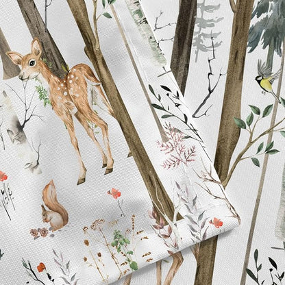 JAWO Camper Shower Curtain, Rustic Lodge Cabin Woodsy Wildlife Animals Woodland Rv Shower Curtains Camper Camping Bathroom Set with Hooks, 47X64 Inch, White