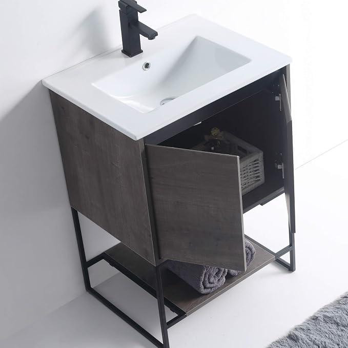 24 Inch Bathroom Vanity with Sink - Modern Knob Free Design, Elegant Space-Saving Solution for Your Bathroom - Durable, Bathroom Vanities for a Contemporary Look - Urbania Collection