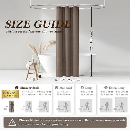 Seasonwood Taupe Linen Shower Curtain Farmhouse Bathroom Decor 36x72 Inches | Boho Bathroom Decor,12 Sturdy Stainless Steel Sliding Hangers,Rustic Country Style,Linen Shower Curtains for Bathroom