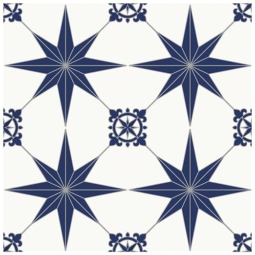 MORCART 40PCS 7.87" x 7.87" Peel and Stick Floor Tile, Blue Star | Self-Adhesive DIY Vinyl Flooring, Removable and Waterproof Tile Sticker for Bathroom, Kitchen, Wall, Bedroom, Stairs