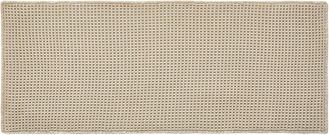 TYUU Waffle Runner Rug Bathroom, Long Boho Bath Mat, 72x24 Pale Beige | Super Absorbent Quick Dry Bath Rug, Non-Slip Backing, Soft Waffle Washable Farmhouse Bathroom Mats, Tub, Shower & Home Decor