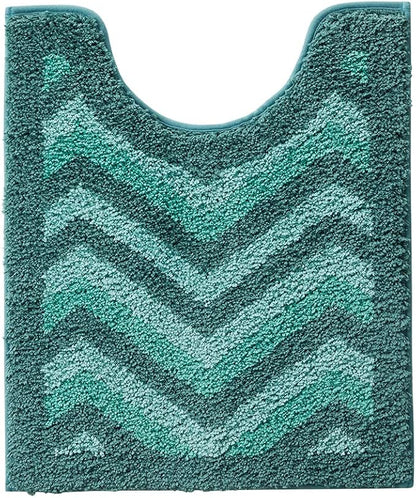 Hearth & Harbor Bathroom Rugs, Shaggy Plush Bath Mat, Ultra Soft Non Slip Backing Rubber, Chevron Design Bath Rug, Green, 20 x 24 Inch