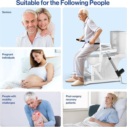POCHAR Electric Toilet Lift Seat, Powered Toilet Lift Seat Riser for Senior | Electric Toilet Seat Lift with Handles, Electric Toilet Assist Sit to Stand Lift Height Adjustable - Support to 330lbs