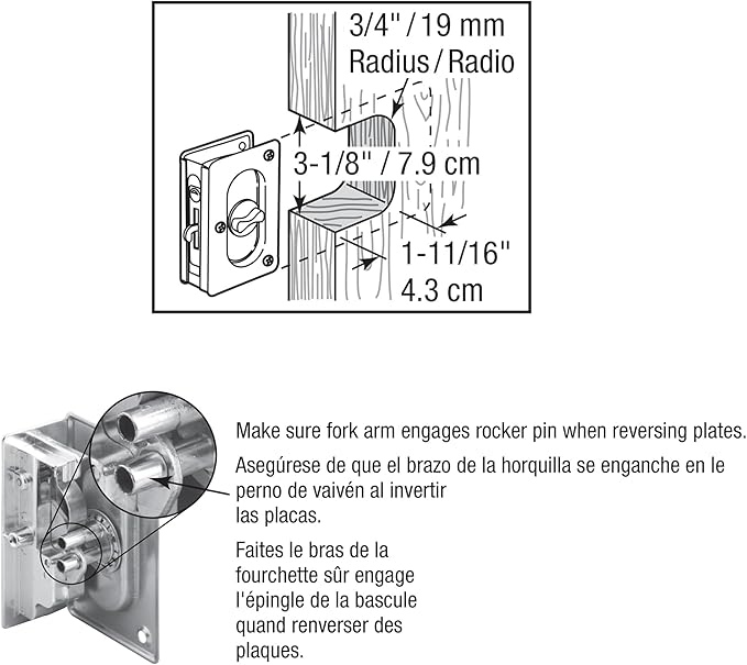 Prime-Line N 7368 Pocket Door Privacy Lock with Pull - Replace Old or Damaged Pocket Door Locks Quickly and Easily – Classic Bronze, 3-3/4” (Single Pack)