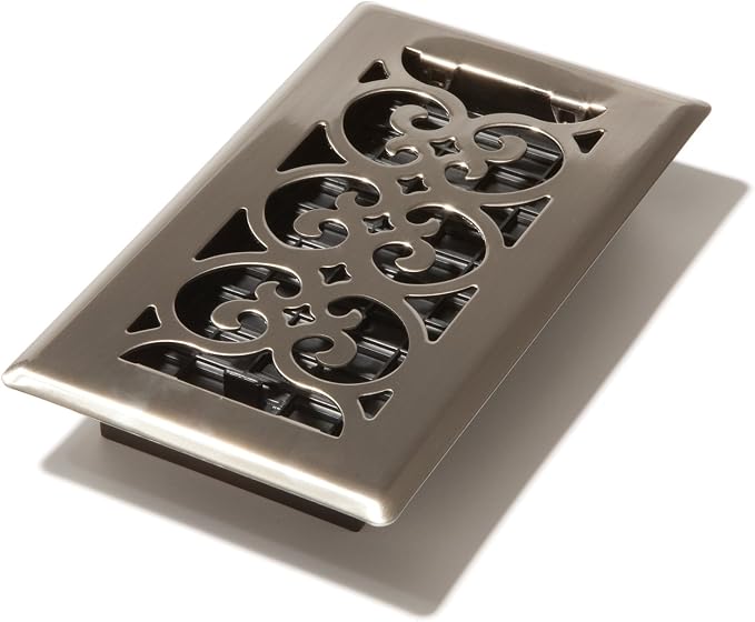 Decor Grates SPH408-NKL Floor Register, 4x8, Brushed Nickel Finish