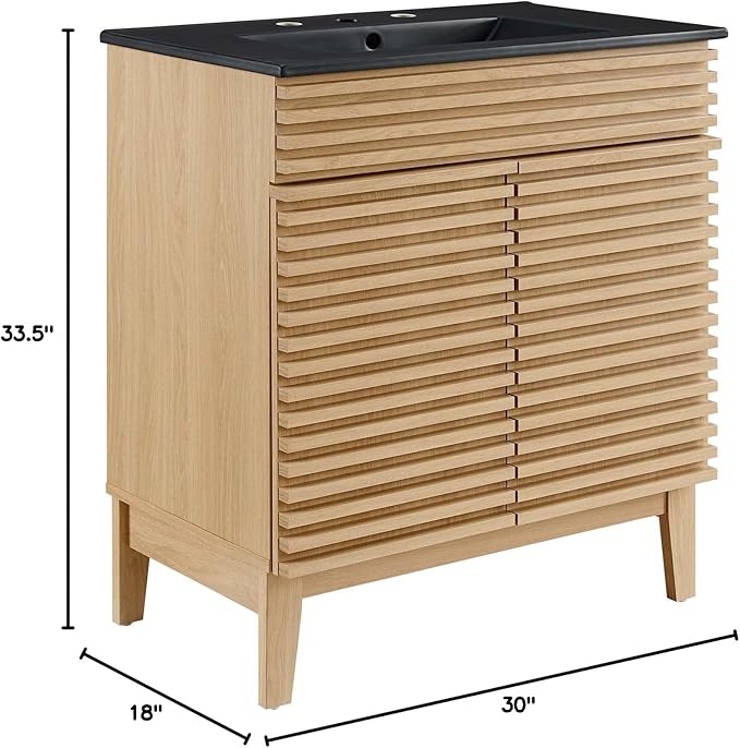 Modway Render 30" Bathroom Vanity with Sink in Oak Black