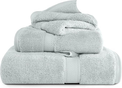 SUPERIOR Egyptian Cotton Ultra Plush & Absorbent, 3 Piece Set, Sea Foam | Quick Dry, Soft Luxury Towel Set, Bath Essentials, Guest Bath, Spa, 1 Bath, 1 Hand, 1 Face Towels, Madeline Towels