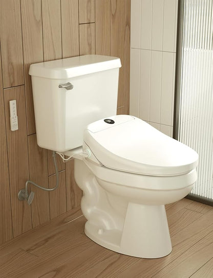 Bidet Toilet Seat, Smart Unlimited Warm Water, Electronic Heated Toilet Seat with Remote Control, Turbo Wash, Dryer, Rear and Front Wash, Slow Closes, Night Light, White 225D (Round)