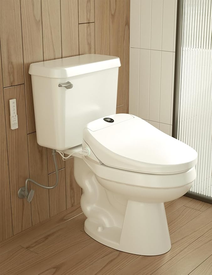 Bidet Toilet Seat, Smart Unlimited Warm Water, Electronic Heated Toilet Seat with Remote Control, Turbo Wash, Dryer, Rear and Front Wash, Slow Closes, Night Light, White 225 (Elongated)