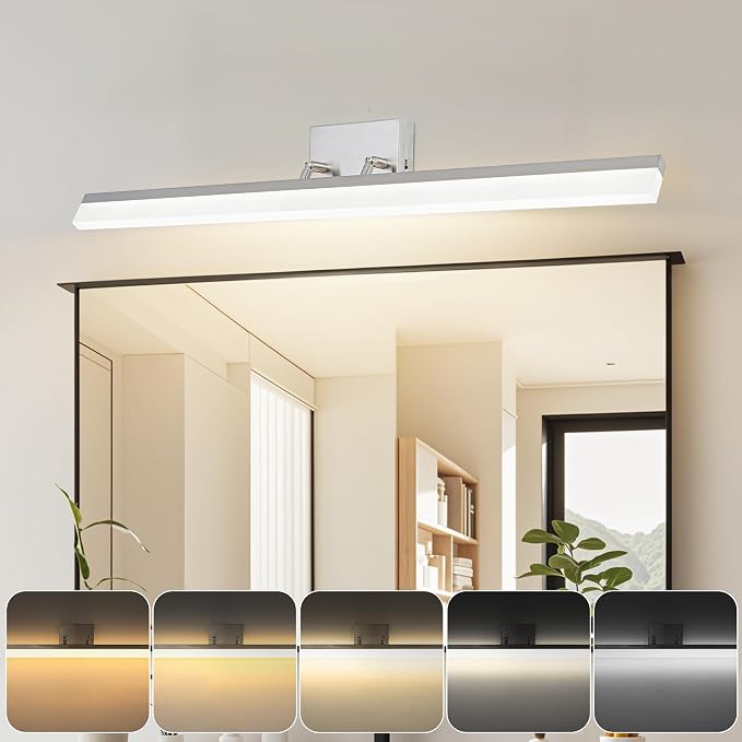 36 inch Bathroom Vanity Light, 5CCT LED Modern Bathroom Light Fixtures Over Mirror, Dimmable 36W 2700K-5000K Vanity Lighting Fixture, Brushed Nickel Adjustable Vanity Light Bar-UL Certified