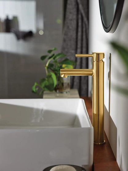 Moen 6192BG Align One-Handle Single Hole Modern Vessel Sink Bathroom Faucet, Brushed Gold