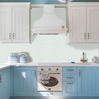 STICKGOO Arabesque Peel and Stick Backsplash, 12”X12” Backsplash Tile for Kitchen Peel and Stick, Self Adhesive Wall Tile Stick on Tiles (Thicker Design, Light Green)