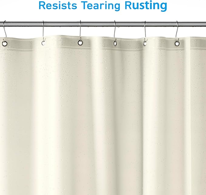 EHZNZIE Shower Curtain Liner Light Weight PEVA, Shower Liner 72x72 Inches, Waterproof, No Chemical Smell with 12 Rust Proof Metal Grommets for Bathroom Shower Curtain, Cream
