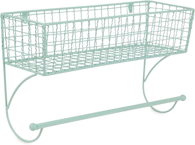 DII Rustic Bathroom Décor, Metal Storage, Large Towel Bar, Aqua