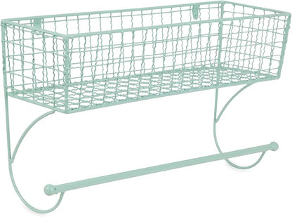 DII Rustic Bathroom Décor, Metal Storage, Large Towel Bar, Aqua