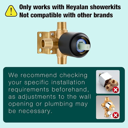 Heyalan 6 Inch Shower Faucet Set with Tub Spout and Valve,Matte Black | 6-inch square rainfall head, tub spout with diverter, male-thread rough-in valve, single-handle control and wall-mount design