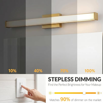 URSOLA 36" Modern LED Bathroom Light Fixtures, Golden 3CCT Dimmable Bathroom Vanity Light Over Mirror, Bathroom Vanity Bath Bar Lights with Double Layer Acrylic Shade