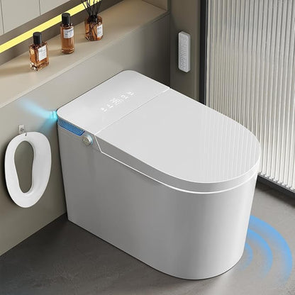 Smart Toilet with Bidet Built-in: Toilet Bidet with 4 Wash Modes, Dryer, Child Seat, One Piece Toilet with Auto Flush Lid&Seat, Dual Flush, UV-C Night Light, Remote, Foot Sensor, Heated Seat