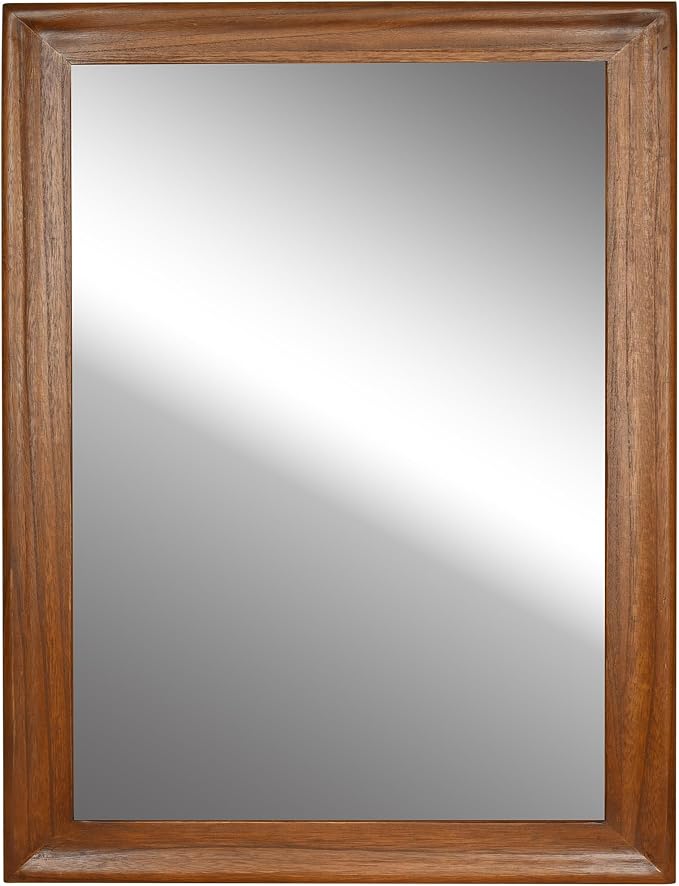 CULER Wood Wall Mirror for Bathroom, Rectangle,30 x 40 inch,Walnut Brown | Rustic Hanging Mirrors, Wooden Frame, For Living Room, Bedroom, Entryway