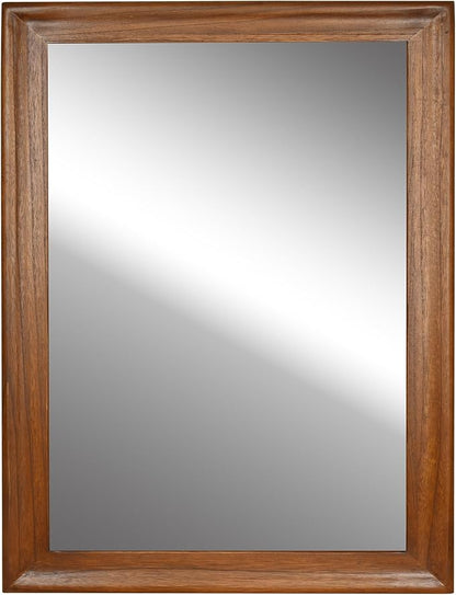 CULER Wood Wall Mirror for Bathroom, Rectangle,30 x 40 inch,Walnut Brown | Rustic Hanging Mirrors, Wooden Frame, For Living Room, Bedroom, Entryway