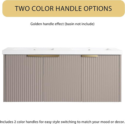 Malwee 48" Floating Bathroom Vanity Without Sink, 48 inch Wall Mounted Bathroom Cabinet, Modern Khaki Cabinet with 3 Soft Close Doors, Basin not Include(MA10348DKH-C)