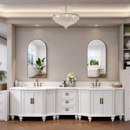 FORBATH Large Arched Wall Mirror 40x20 Inch, Black Arch Bathroom Mirror with Aluminum Frame, Arched Mirror for Dresser, Fireplace,Entryway,Home Decor,Hanging or Leaning Against Wall
