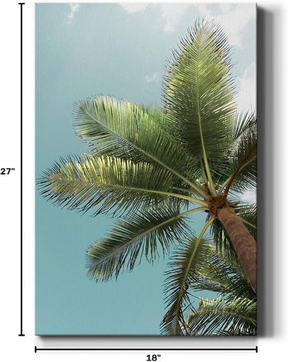 Renditions Gallery Nature Canvas Wall Art Paintings for Wall Decoration Palm Tree Sunlight Sky View Wall Hanging Tropical Artwork Prints for Bedroom Living Room Office Kitchen - 18"x27" LT02
