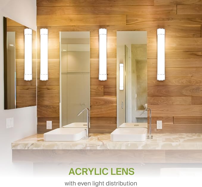 ASD LED 36" Vanity Flush Mount Light Fixture, Linear Bathroom Lighting Bar | 3CCT, Dimmable, Energy Star, ETL Listed | 30W 2650LM 3000-5000K 120V | Long Tube Bath Wall Sconce Over Mirror | Nickel