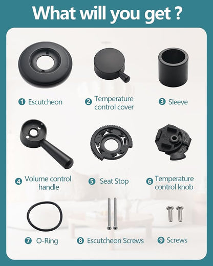 Shower Trim Kit Compatible with Delta 17 Series, Shower Cover Plate with Handle, Matte Black(Valve& Catridge Not Inclued)