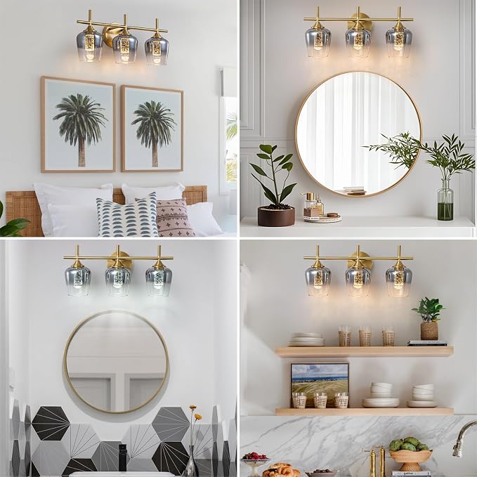 foucasal 3-Light LED Vanity Light for Bathroom, Dimmable 2700K-6000K | Bathroom Vanity Light Fixtures Over Mirror, Modern LED Lighting Fixtures for Living Rooms, Hallways, Bedroom