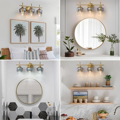foucasal 3-Light LED Vanity Light for Bathroom, Dimmable 2700K-6000K | Bathroom Vanity Light Fixtures Over Mirror, Modern LED Lighting Fixtures for Living Rooms, Hallways, Bedroom