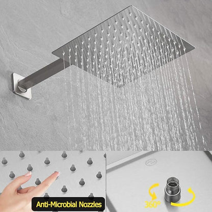 Brushed Nickel Shower System with Tub Spout Wall Mounted Tub Shower Faucet Set for Bathroom with High Pressure 10" Rain Shower head and Handheld Shower Head Kit