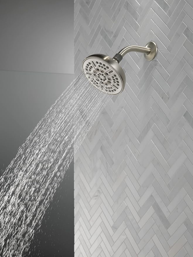 Delta Faucet 8-Spray Touch-Clean Shower Head Brushed Nickel, Delta Shower Heads, Showerhead, Brushed Nickel Shower Head, 2.5 GPM Water Flow, Stainless 75898CSN