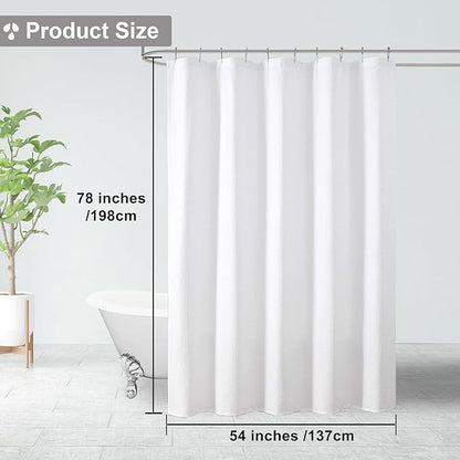 OVZME White Long Stall Shower Curtain 54X78 inch, Embossed Textured Fabric Shower Curtain for Bathroom - Soft Cloth & Hotel Spa, Water Repellent, Machine Washable Bathroom Curtain