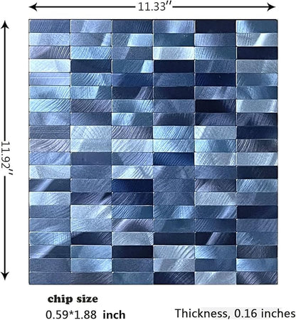 XUANINY Peel and Stick Tile Backsplash Self- Adhesive Wall Tiles Aluminum Mosaic Sticker for Kitchen (11.33"x11.92" Per Sheet, Pack of 5 pcs) (Blue Mix)