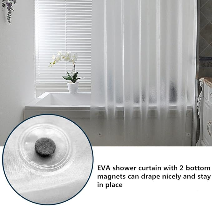AooHome Shower Stall Curtain Liner for Small Size 36x72 Inch, 8G Eva Half Shower Curtain Frosted Pattern Narrow Standing Single Water Repellent Shower Liner, Semi Transparent