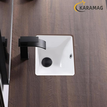 12 Inch Small Undermount Bathroom Sink Rectangle Undermount Sink White Ceramic Under Counter Bathroom Sinks with Overflow (12.0"x10.6")