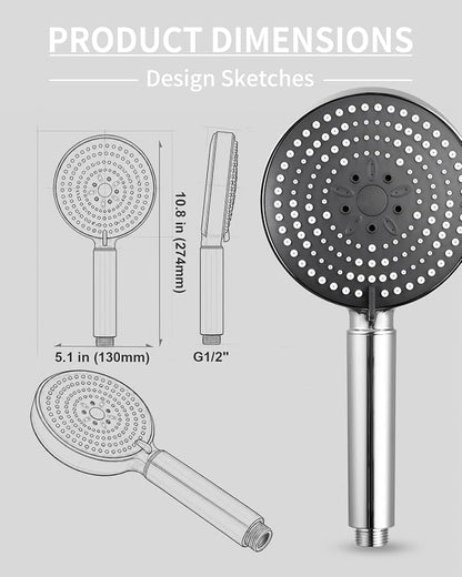 OFFO Handheld Shower Head with Filter, 20 Stage Shower Head with Filters for Hard Water, 6 Modes High Pressure Shower Head to Remove Chlorine, Chrome