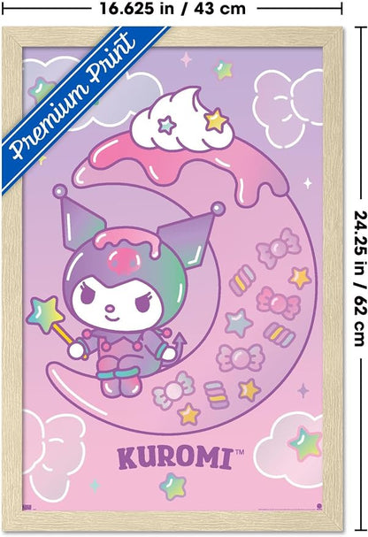 Hello Kitty and Friends: 24 Dreamland - Kuromi Wall Poster, 22.4L" x 14.7W", Blonde Framed Version