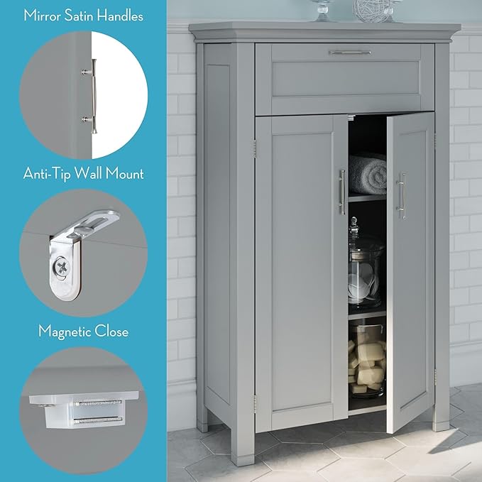 RiverRidge Somerset Two-Door Floor Cabinet, Gray