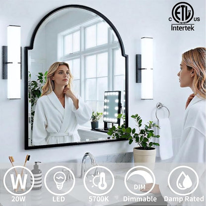 Bathroom Light Fixtures: 31.5 Inch ETL Certified LED Bathroom Vanity Light 5700K Cool White 36W 2500LM - Modern Black Vanity Light Dimmable with Clear Shade - Bathroom Lighting Fixtures Over Mirror